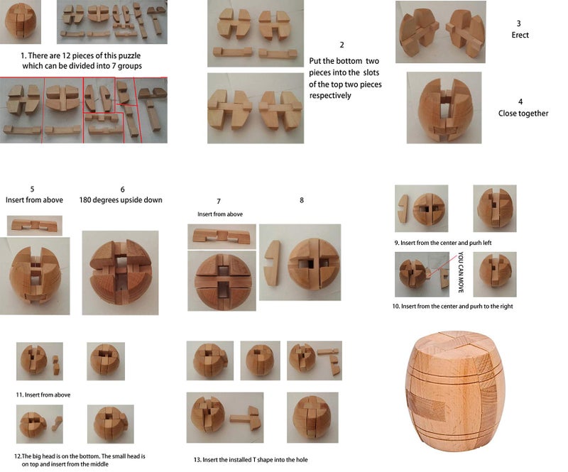 Ahyuan Handmade Powder Barrel Wooden Puzzles for Adults an Interlocking 3D Brain Teaser Puzzles for Adults Hidden Passage Works on a Classic Mechanical Puzzle Concept (Natural) - Image 4